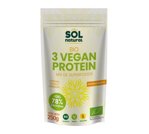3 Vegan Protein SinGluten Bio Vegan 250g Solnatural