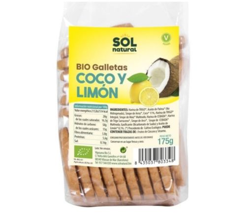 Galletas de Coco y Limon Eco 11x175g Solnatural