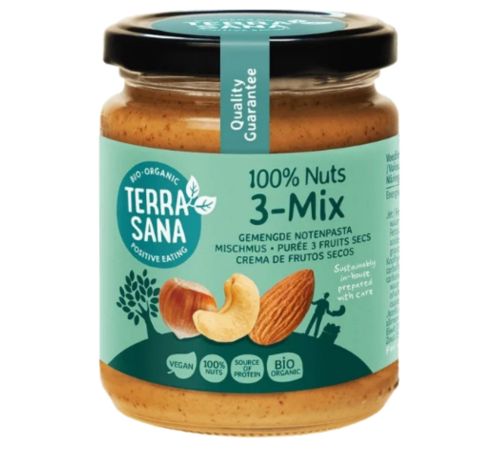 3Mix, Crema de Frutos Secos Sin Cacahuete Bio Vegan 250g Terrasana