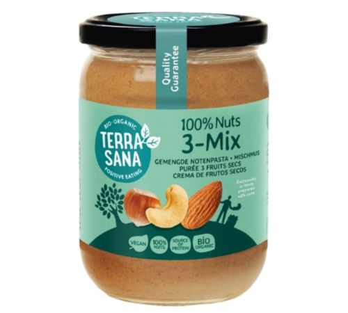 3Mix, Crema de Frutos Secos Sin Cacahuete Bio Vegan 500g Terrasana