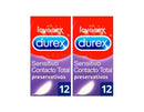 DUREX SENSITIVO CONTACTO TOTAL PRESERVATIVOS 2x12 UNIDADES