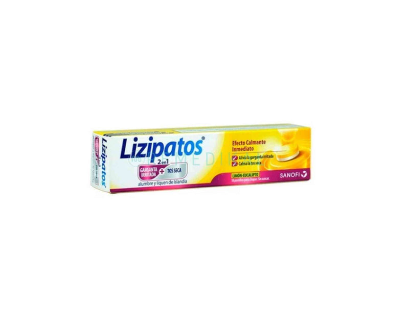 LIZIPATOS 2 EN 1 LIMÓN EUCALIPTO 18 PASTILLAS PARA CHUPAR