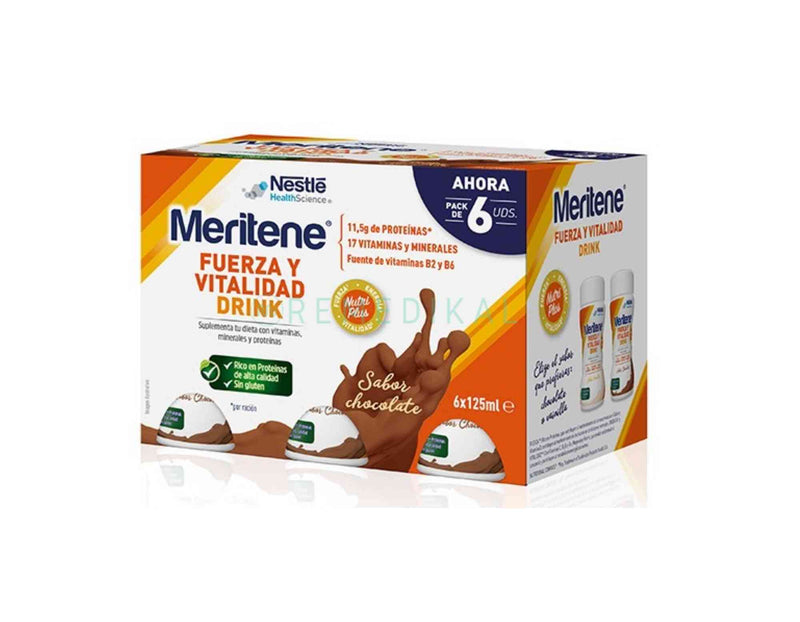 MERITENE CHOCOLATE FUERZA Y VITALIDAD DRINK 6 UNIDADES x 125 ML