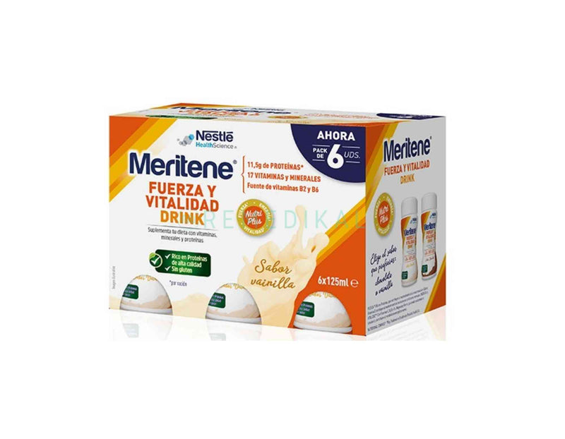 MERITENE VAINILLA FUERZA Y VITALIDAD DRINK 6 UNIDADES x 125 ML