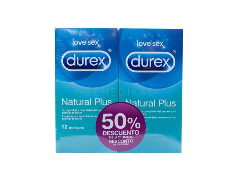 DUREX PRESERVATIVOS NATURAL PLUS PACK 2x12 UNIDADES