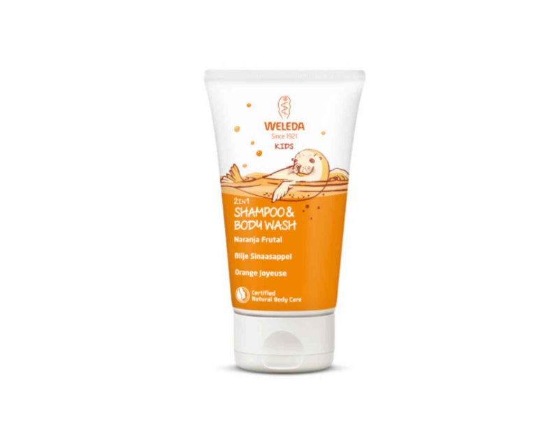 Champu gel 2 en 1 naranja para niños de Weleda