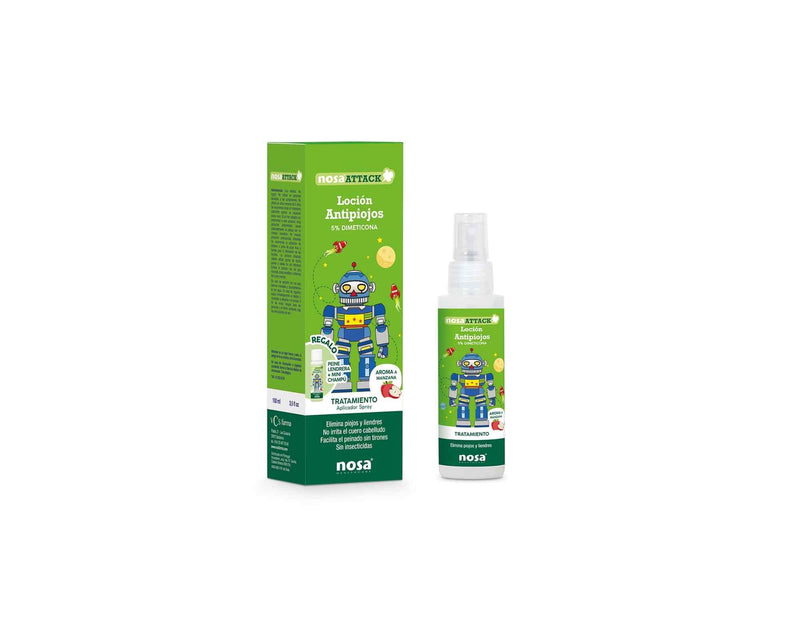 Loción antipiojos 5% dimeticona aroma manzana de Nosa