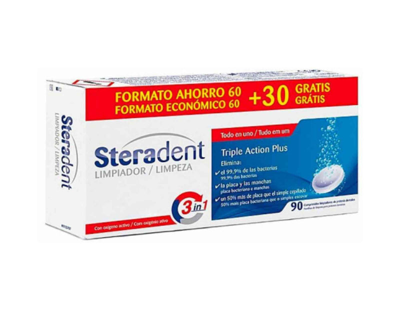 Steradent triple acción 90 pastillas